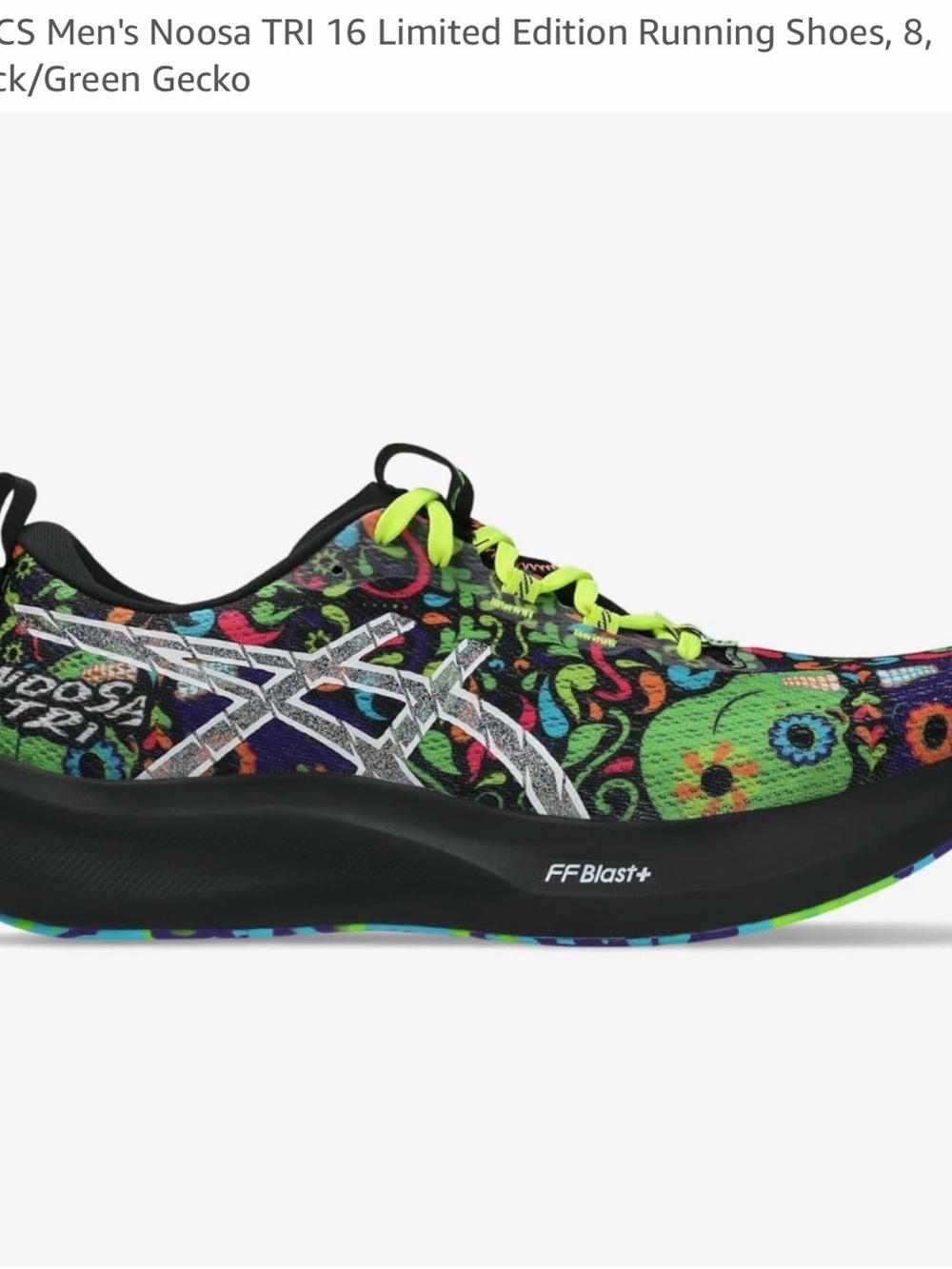 Asics Noosa TRI 16 Running Shoe - Black Multi with Neon Green Laces